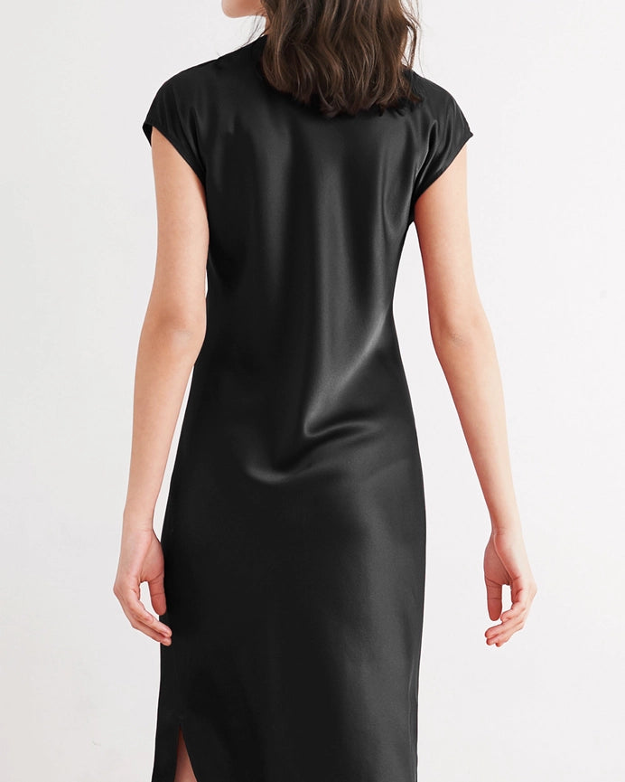 Relaxed Fit Night Gown - 19 Momme Count Black-Night Gown-MommeSilk-XS-Black-Urbanheer