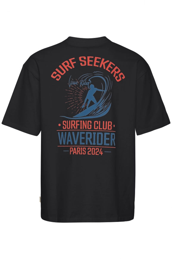 Relaxed Fit Paris 2024 Olympics Surfing Graphic Tee-Tee-Blend-S-Black-Urbanheer