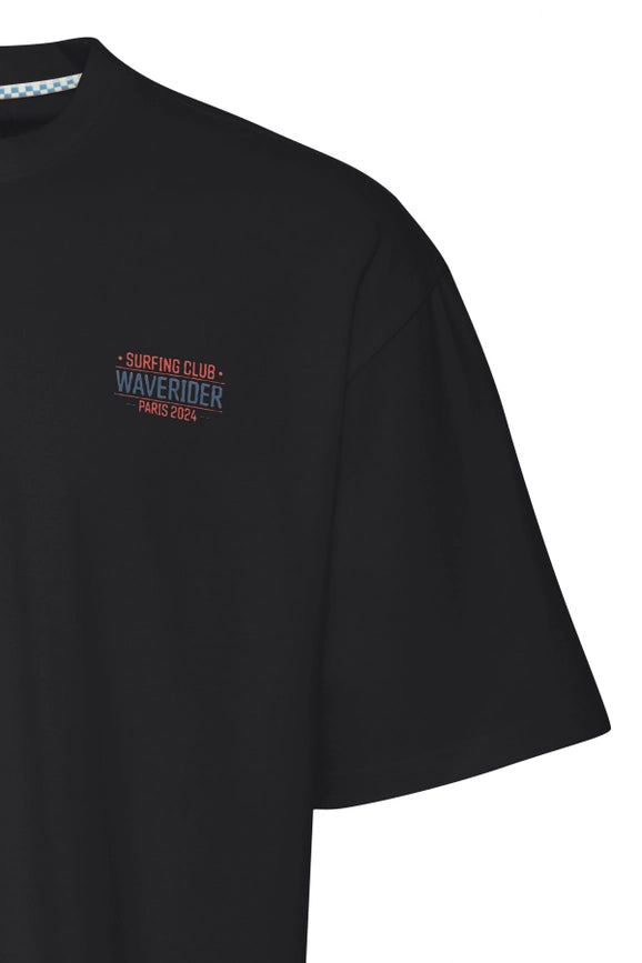 Relaxed Fit Paris 2024 Olympics Surfing Graphic Tee-Tee-Blend-S-Black-Urbanheer