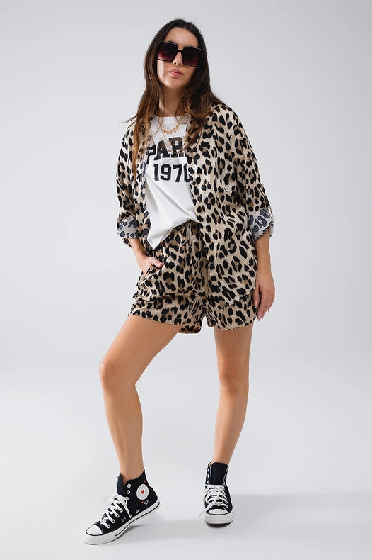 Relaxed Leopard Print High-Low Shirt with Long Sleeves-Shirt-Q2-S-Brown-Urbanheer
