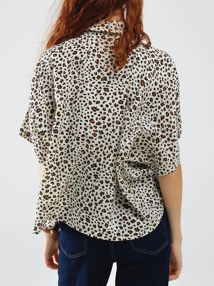 Relaxed Oversized Leopard Print Short Sleeves Shirt-Shirt-Q2-S-Beige-Urbanheer