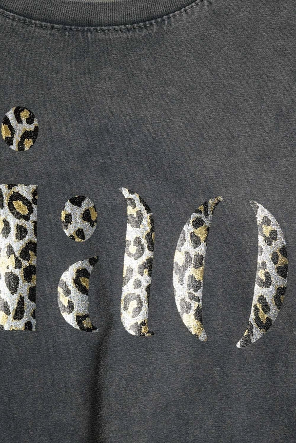 Relaxed Stonewashed Black T-Shirt with Ciao in Leopard Print-T-Shirt-Q2-One Size-Black-Urbanheer