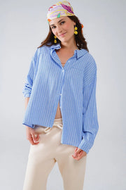 Relaxed Thin Stripe Shirt in Blue-Shirt-Q2-S-Blue-Urbanheer