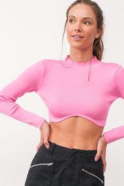 Remi Long Sleeve Button Slim Fit Crop Top-Top-Papermoon-M-PINK-Urbanheer