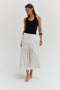 Remi Poplin Box Pleated Midi Skirt White