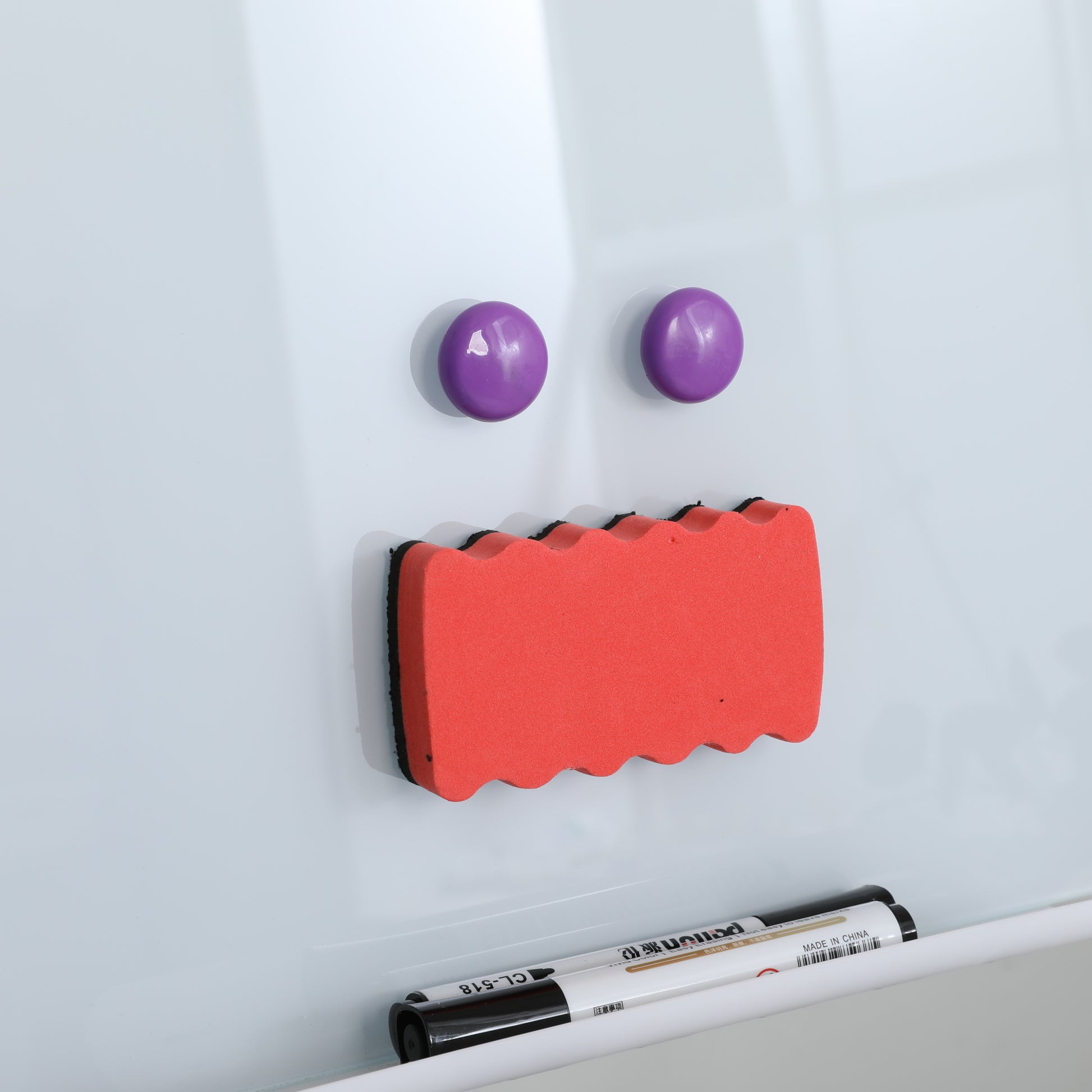 Removable Adjustable Height Tempered Glass Whiteboard, Magnetic Dry Erase Whiteboard, 36' x 24',-UH Decor-Default-Urbanheer