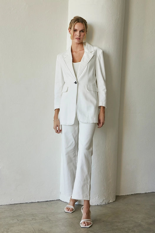 Renata Contrast Stitch Blazer-Blazer-Crescent-XS-WHITE-Urbanheer