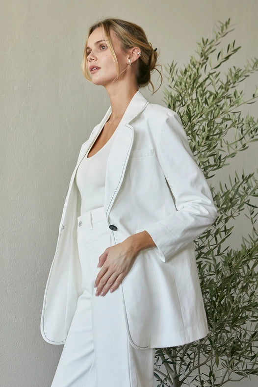 Renata Contrast Stitch Blazer-Blazer-Crescent-XS-WHITE-Urbanheer