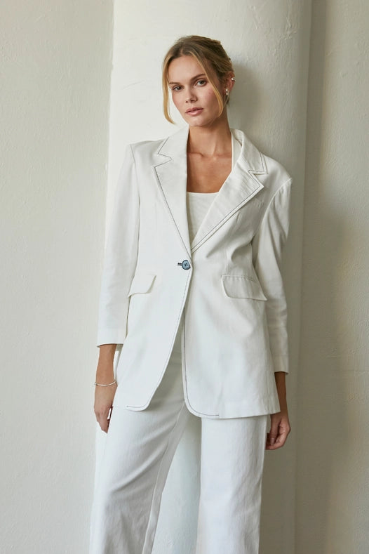 Renata Contrast Stitch Blazer-Blazer-Crescent-XS-WHITE-Urbanheer