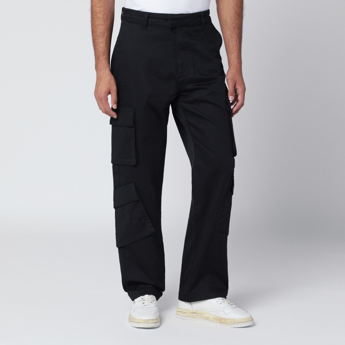 Represent Black cotton cargo trousers
