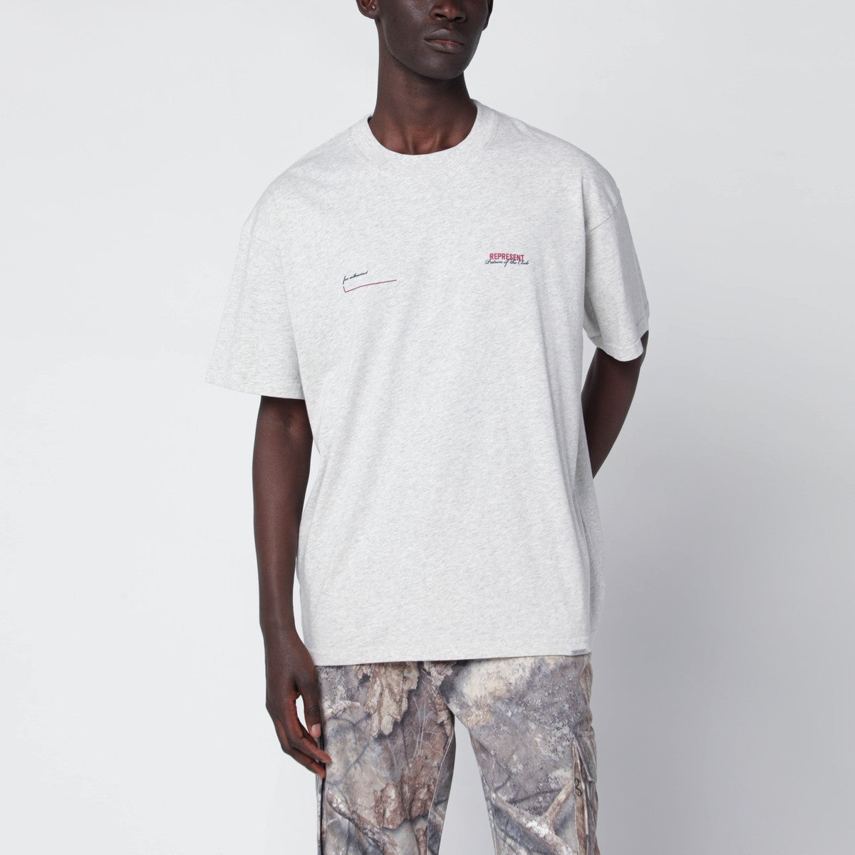 Represent Cream Marl T-shirt with logo