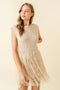 Resort Beach Fringe Knit Sleeveless Mini Dress-Dress-Fore Collection-S-NATURAL-Urbanheer