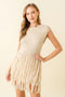 Resort Beach Fringe Knit Sleeveless Mini Dress-Dress-Fore Collection-S-NATURAL-Urbanheer