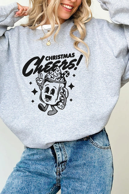 Retro Holiday Sweatshirt For Women Christmas Crew 90s Vibe-Sweatshirt-P E T I T R U E-S-Ash Grey-Urbanheer