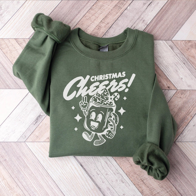 Retro Holiday Sweatshirt For Women Christmas Crew 90s Vibe-Sweatshirt-P E T I T R U E-S-Forest Green-Urbanheer