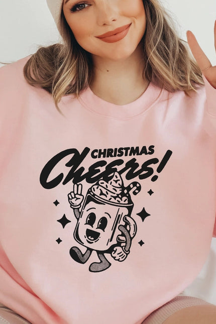 Retro Holiday Sweatshirt For Women Christmas Crew 90s Vibe-Sweatshirt-P E T I T R U E-S-Light Pink-Urbanheer