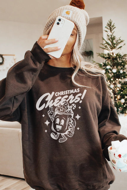 Retro Holiday Sweatshirt For Women Christmas Crew 90s Vibe-Sweatshirt-P E T I T R U E-S-Maroon-Urbanheer