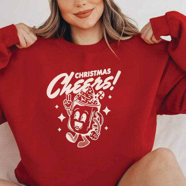 Retro Holiday Sweatshirt For Women Christmas Crew 90s Vibe-Sweatshirt-P E T I T R U E-S-Red-Urbanheer
