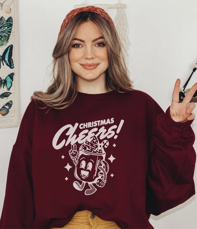 Retro Holiday Sweatshirt For Women Christmas Crew 90s Vibe-Sweatshirt-P E T I T R U E-Urbanheer