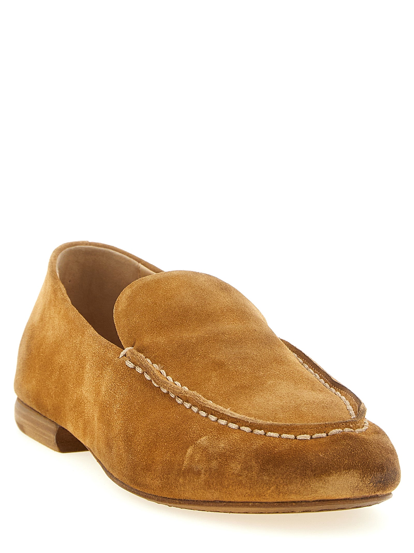 Reverse Leather Mandolo Loafers with Contrast Stitching