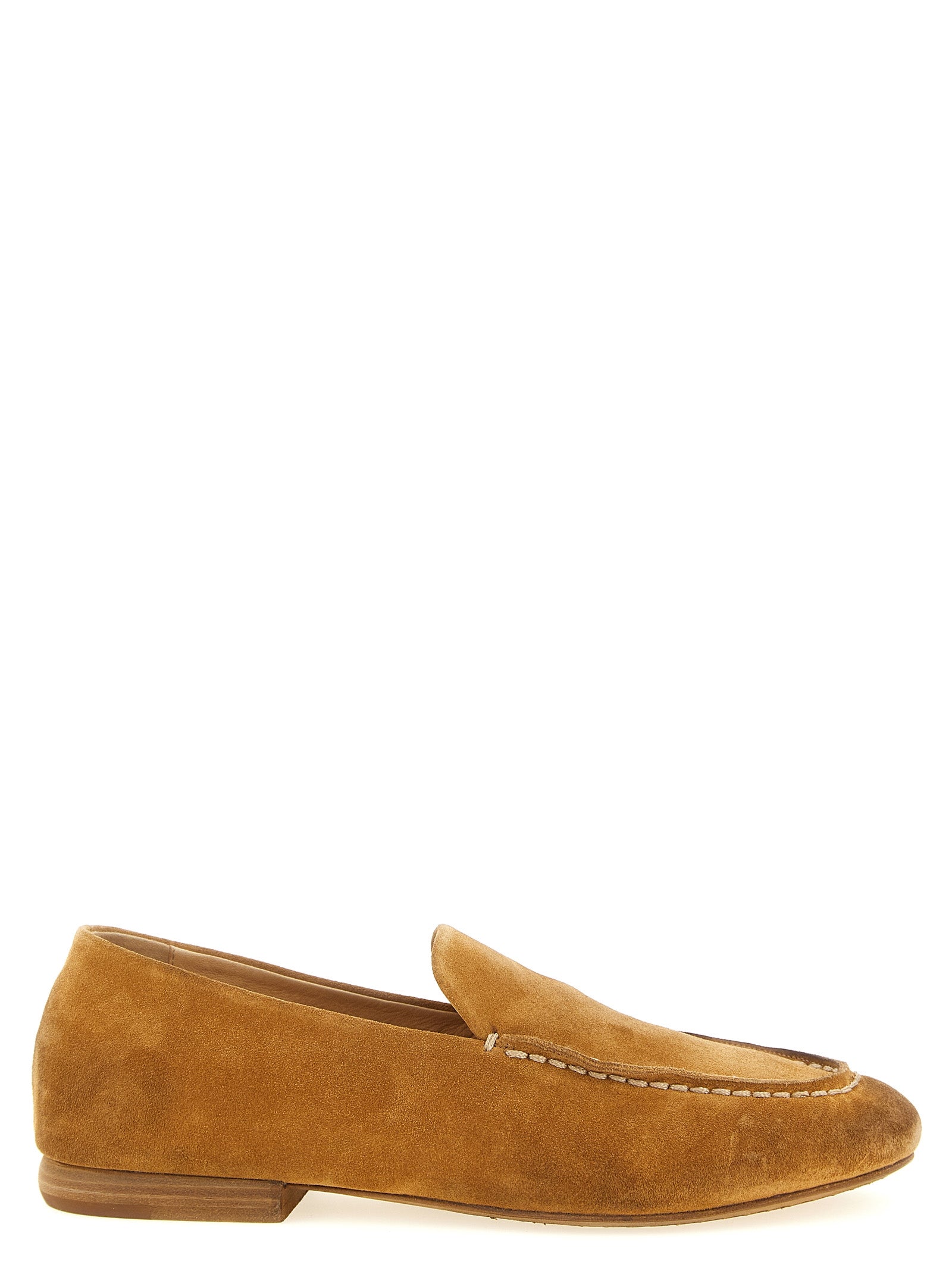 Reverse Leather Mandolo Loafers with Contrast Stitching