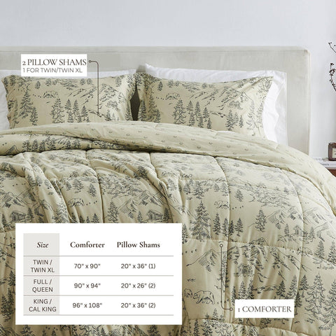Reversible Christmas Comforter and Sham Set Cozy Maple