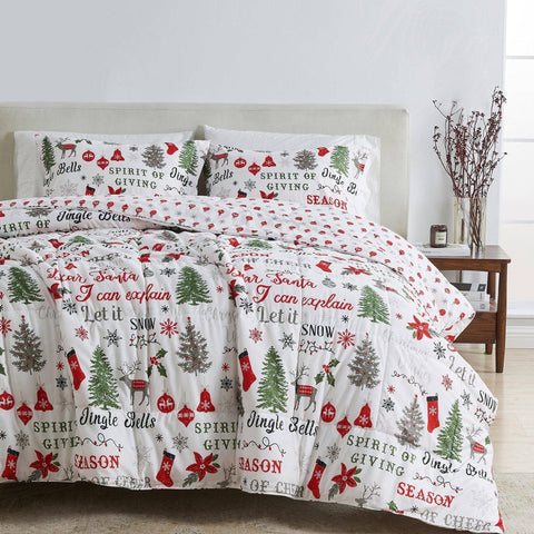 Reversible Christmas Comforter and Sham Set Cozy Maple