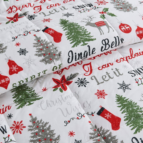 Reversible Christmas Comforter and Sham Set Cozy Maple