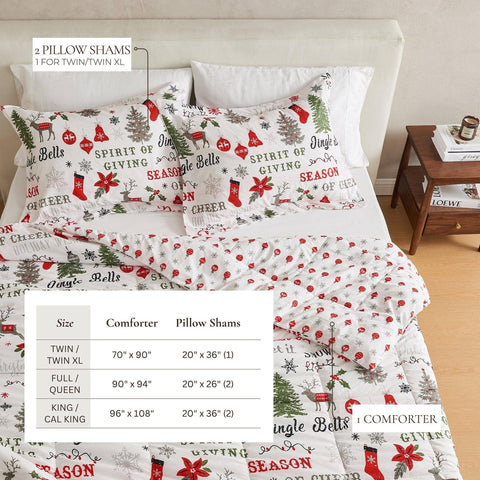 Reversible Christmas Comforter and Sham Set Cozy Maple
