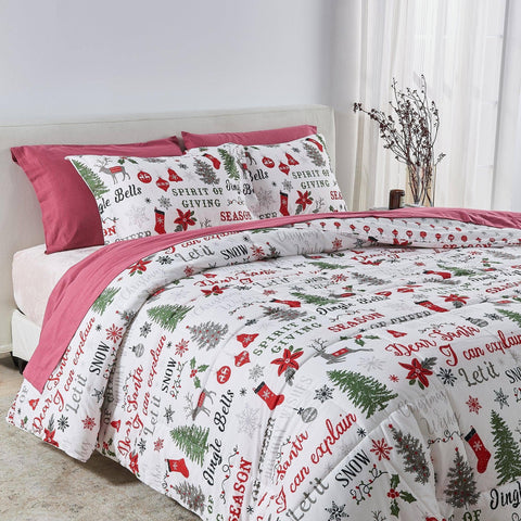 Reversible Christmas Comforter and Sham Set Cozy Maple