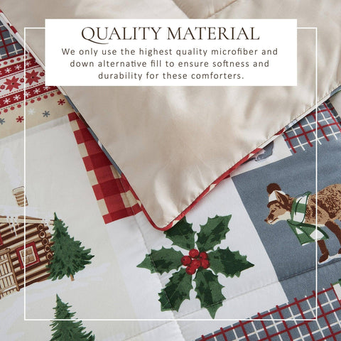 Reversible Christmas Comforter and Sham Set Cozy Maple