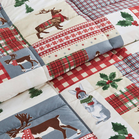 Reversible Christmas Comforter and Sham Set Cozy Maple
