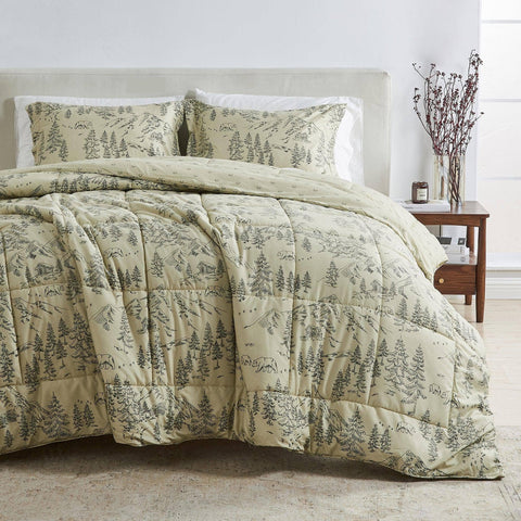 Reversible Christmas Comforter and Sham Set Cozy Maple