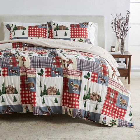 Reversible Christmas Comforter and Sham Set Cozy Maple