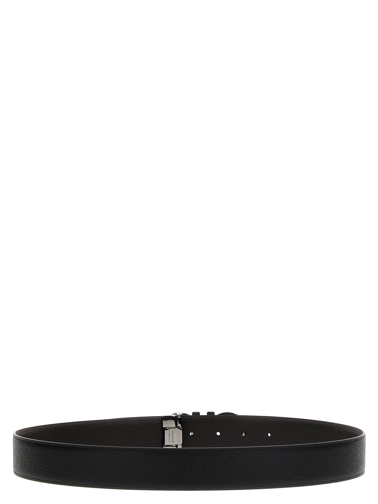 Reversible Hammered Leather Belt with Metal Buckle