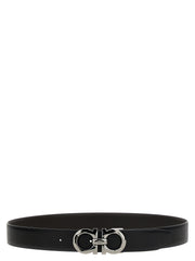 Reversible Hammered Leather Belt with Metal Buckle