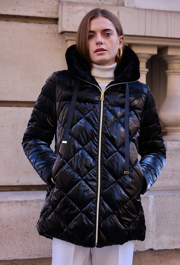 Reversible Lined Down Jacket with hood BLACK-Puffer Jackets-Frime-S-BLACK-Urbanheer