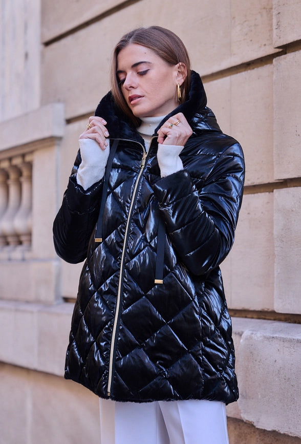 Reversible Lined Down Jacket with hood BLACK-Puffer Jackets-Frime-S-BLACK-Urbanheer