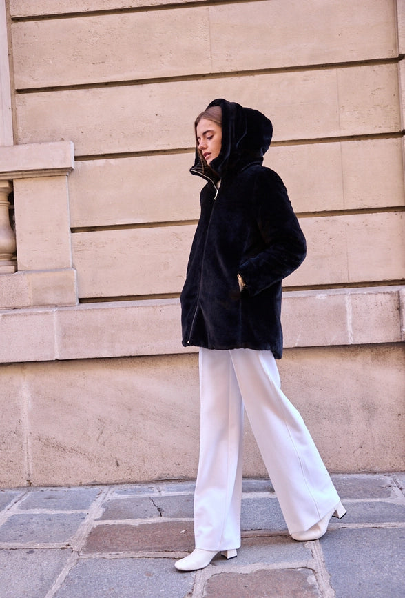 Reversible Lined Down Jacket with hood BLACK-Puffer Jackets-Frime-S-BLACK-Urbanheer