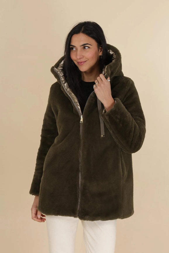 Reversible Lined Down Jacket with hood PERSIMMON-Puffer Jackets-Frime-S-PERSIMMON-Urbanheer