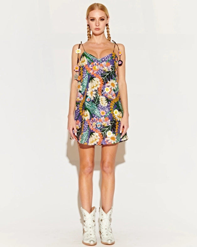 Reversible Sequin Slip Dress with Tropical Floral Pattern-Dress-Meghan Fabulous-XS-Urbanheer