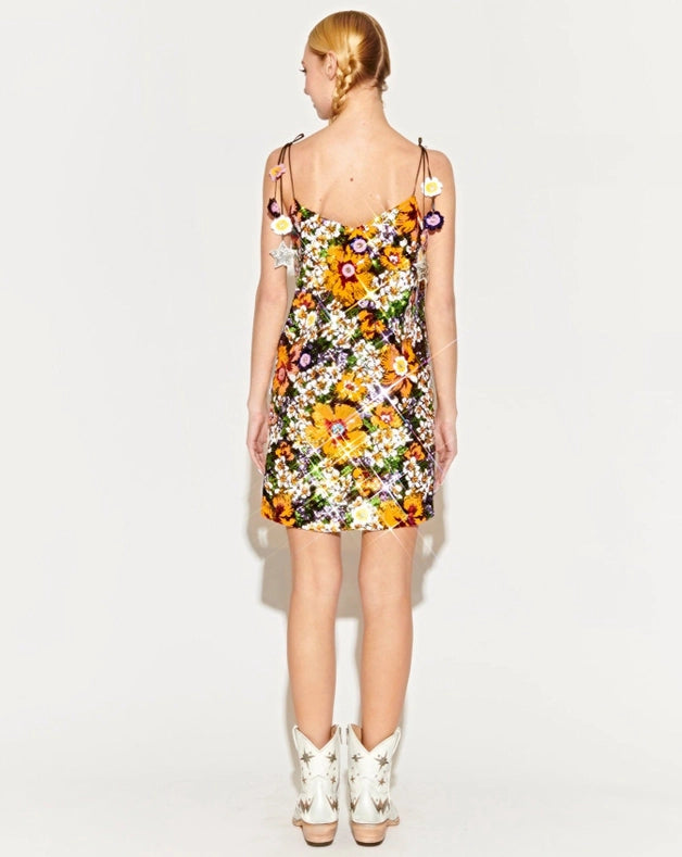Reversible Sequin Slip Dress with Tropical Floral Pattern-Dress-Meghan Fabulous-XS-Urbanheer