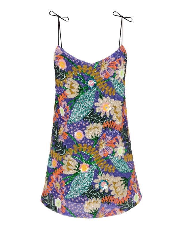 Reversible Sequin Slip Dress with Tropical Floral Pattern-Dress-Meghan Fabulous-XS-Urbanheer