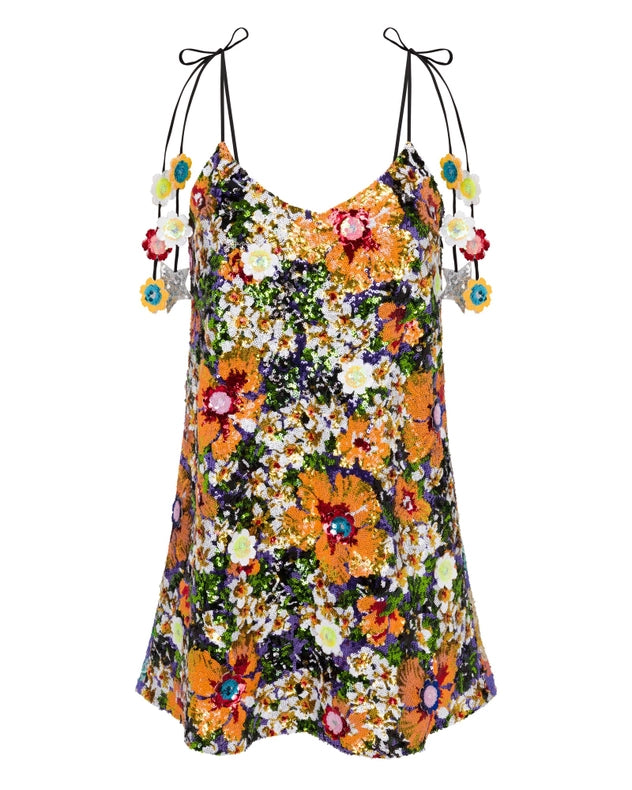 Reversible Sequin Slip Dress with Tropical Floral Pattern-Dress-Meghan Fabulous-XS-Urbanheer