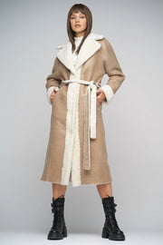 Reversible Sheepskin Coat For Women-Coat-A&A Vesa-36-beige-Urbanheer