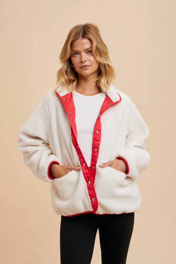 Reversible Two Toned Sherpa Jacket-Jacket-In Loom-S-CREAM-Urbanheer