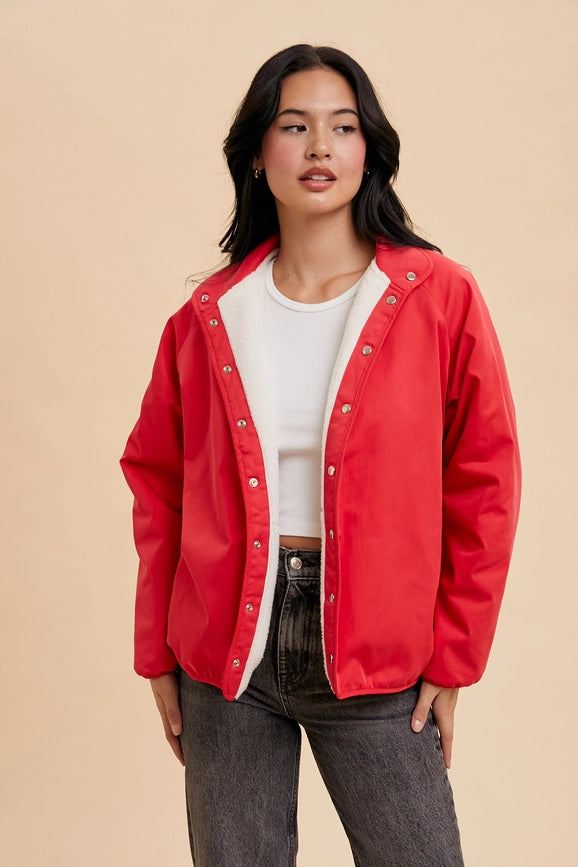 Reversible Two Toned Sherpa Jacket-Jacket-In Loom-S-CREAM-Urbanheer