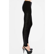 Rhinestone Embellished Side Skinny Leggings-Leggings-VOCAL-S-Black-Urbanheer