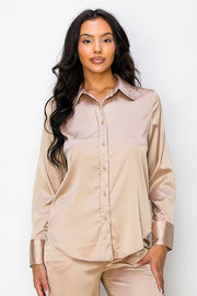 Rhinestone-Trimmed Collar Long Sleeve Blouse-BLOUSE-One n' More Inc.-S-FUSCHIA-Urbanheer