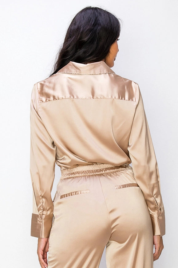 Rhinestone-Trimmed Collar Long Sleeve Blouse-BLOUSE-One n' More Inc.-S-FUSCHIA-Urbanheer